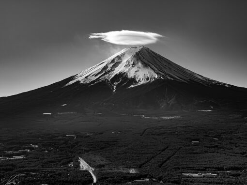 Fotoobraz hory Fudži – černobílý