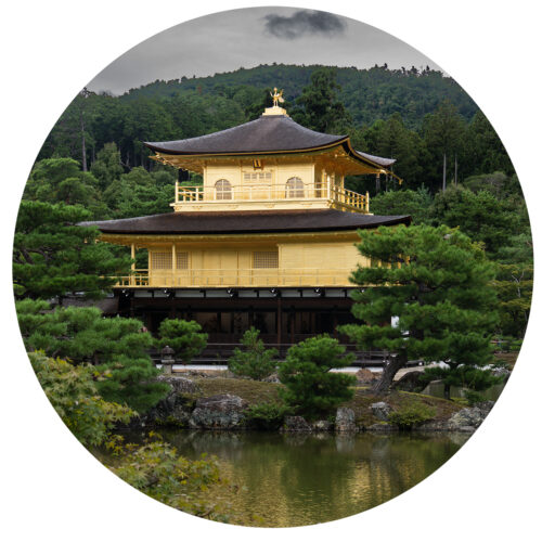 Fotoobraz zlatý chrám Kinkakuji, Japonsko - kruhový formát