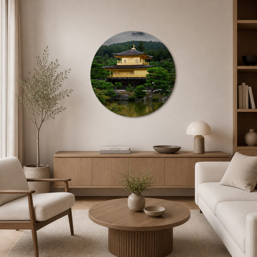 kinkakuji japonsko fotoobraz - Fotoobraz zlatý chrám Kinkakuji, Japonsko - kruhový formát - FUJI.pictures